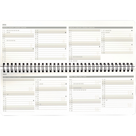 Sigel Tischquerkalender Conceptum 2027, 132 Seiten, 2 Seiten = unten Woche/oben Notizseite, Ringösenbindung, PU-Hardcover, schwarz