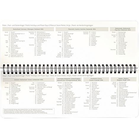 Sigel Tischquerkalender Conceptum 2027, 132 Seiten, 2 Seiten = unten Woche/oben Notizseite, Ringösenbindung, PU-Hardcover, schwarz
