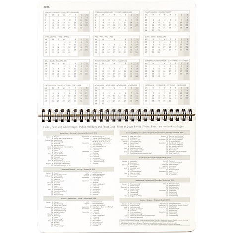 Sigel Tischquerkalender Conceptum 2027, A5, für 1 Jahr, 144 Seiten, 2 Seiten = unten Monat/oben Notizseite, Ringösenbindung, PU-Hardcover, schwarz
