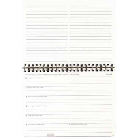 Sigel Tischquerkalender Conceptum 2027, A5, für 1 Jahr, 144 Seiten, 2 Seiten = unten Monat/oben Notizseite, Ringösenbindung, PU-Hardcover, schwarz