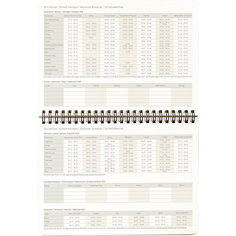 Sigel Tischquerkalender Conceptum 2027, A5, für 1 Jahr, 144 Seiten, 2 Seiten = unten Monat/oben Notizseite, Ringösenbindung, PU-Hardcover, schwarz