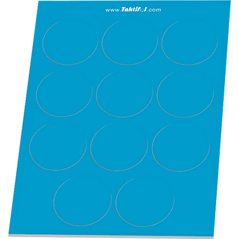 Carte bleu turquoise avec 12 cercles gris. En haut à droite, il est écrit 'www.Taktiful.com'.