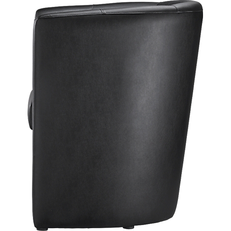 Silla negra, vista lateral. La tapicería es ligeramente texturizada.