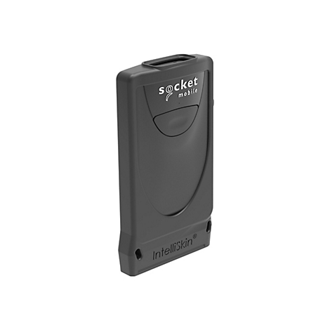 Grauer, rechteckiger Scanner mit dem Schriftzug "socket mobile" und "IntelliSkin".