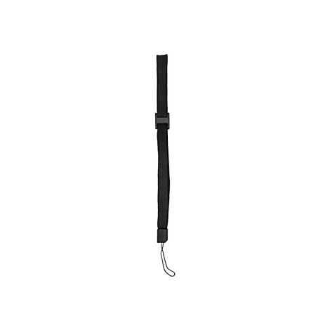 Schwarze Handschlaufe für Kamera oder ähnliches. Mit Plastikverschluss und Schnur.