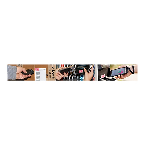 Montage von vier HÃ¤nden, die Smartphones in verschiedenen Situationen verwenden, um QR-Codes zu scannen.