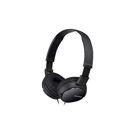 Schwarze KopfhÃ¶rer, Marke Sony. Die Ohrmuscheln sind gepolstert. Der BÃ¼gel ist verstellbar.