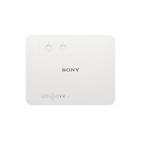 Weißer Projektor von Sony mit zwei Drehrädern und dem Schriftzug "SONY".