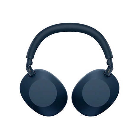 Dunkelblaue Over-Ear-Kopfhörer, Marke Sony, vor weißem Hintergrund.