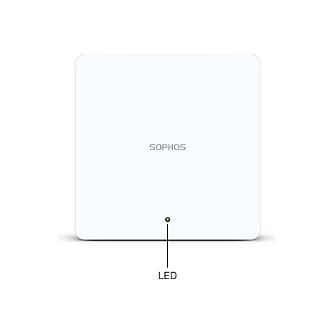 Boîte Sophos rectangulaire blanche avec lumière LED verte en bas. Le texte 'SOPHOS' est centré.