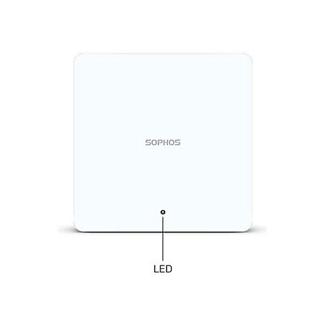 Boîte Sophos rectangulaire blanche avec une lumière LED verte en bas.