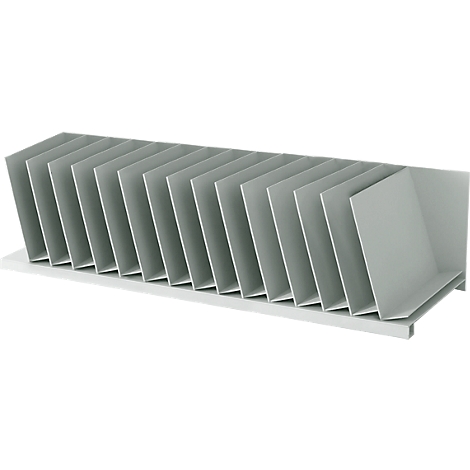Gray heat sink with folded fins, on a white base.