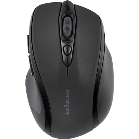 Souris ergonomique sans fil noire avec logo Kensington.