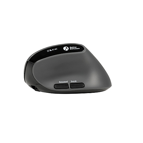 Un design ergonomique de souris d'ordinateur. Avec des boutons, un logo et des étiquettes.