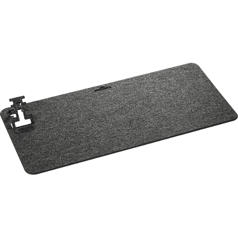 Plateau en feutre gris avec clip en plastique sur le coin.