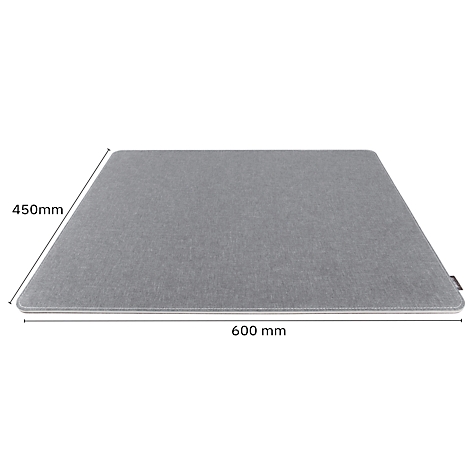Tapis de souris rectangulaire gris, dimensions 600mm x 450mm.