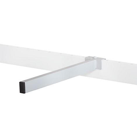 White wall mount with bracket. A gray bar protruding forward from a white carrier.