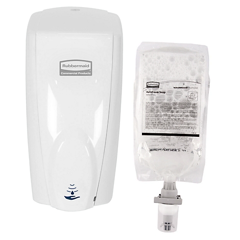 Sparset automatischer Seifen-& Desinfektionsspender Rubbermaid AutoFoam + 1100 ml NachfÃ¼llbeutel, weiÃ