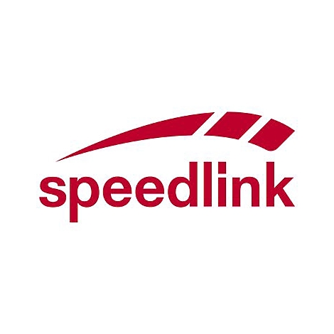 Rotes Speedlink-Logo auf weißem Hintergrund.