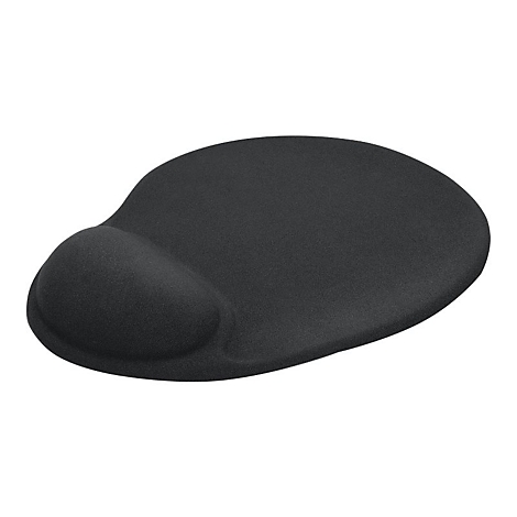 Schwarzes ergonomisches Mauspads mit Handballenauflage.
