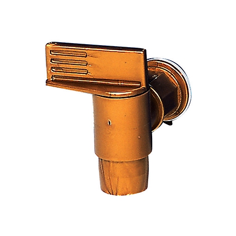 A golden tap detail showing handle, neck, and thread. The background is white.