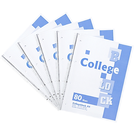 College blocks arranged in a fan shape. The block has 'College BLOCK' in blue and the designation '80 sheets'.