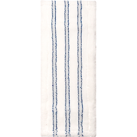 White cloth with three vertical blue stripes.