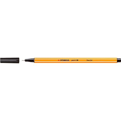 Yellow highlighter with black tip, reads "STABILO point 88."