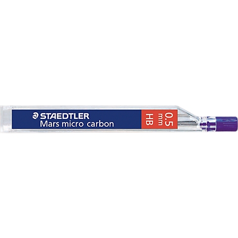 Close-up of a package of replacement leads. Inscription: Staedtler Mars micro carbon, HB 0.5 mm.