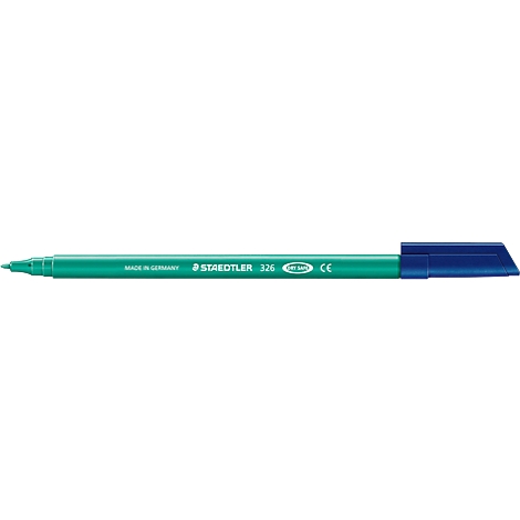 A single green Staedtler highlighter with a blue cap. The logo is visible, as are technical details.