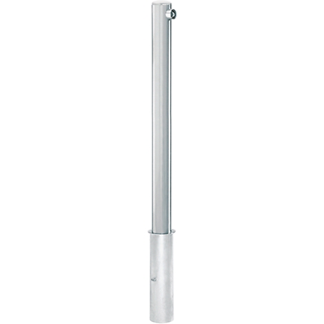 A silver, cylindrical post with a fastening element at the top.