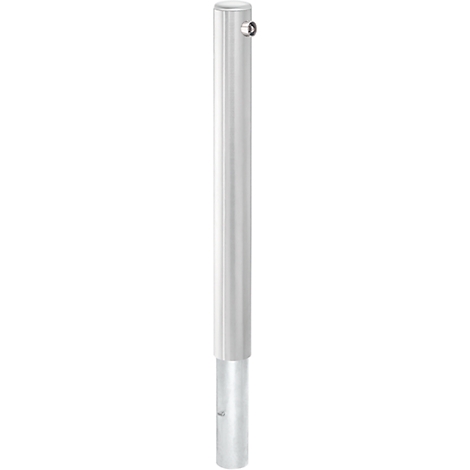 Gray, elongated metal part, cylindrical. A small cylinder protrudes from the top.