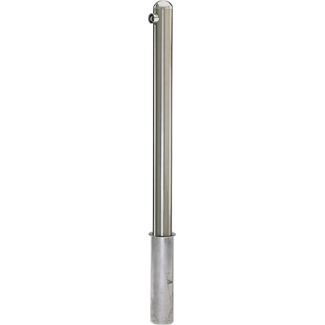 Silver cylindrical soap dispenser with round pump head.