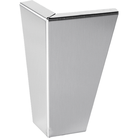 A metallic, shiny furniture leg. The shape is trapezoidal with a narrower, flattened end.