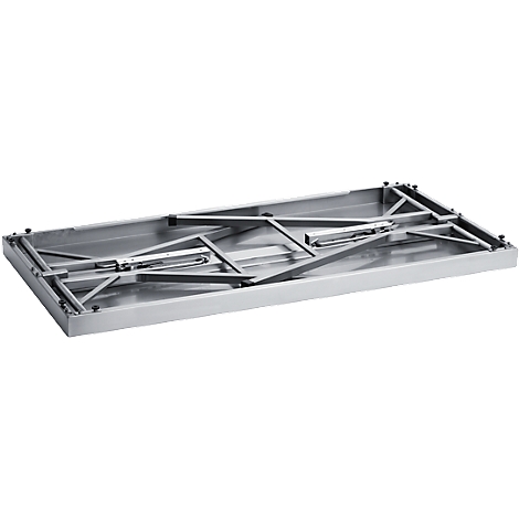 Metal table frame from above, silver, with filigree construction.