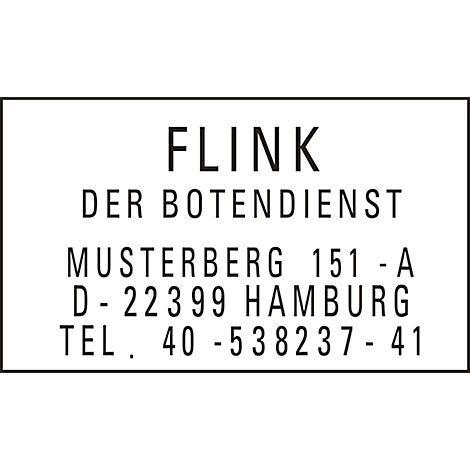 Black text on white background: "FLINK Der Botendienst" with address and phone number.