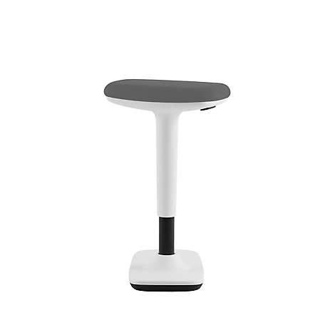 Standing aid with grey seat and white frame, black foot and connecting piece.