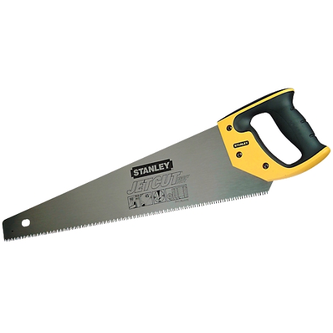 Saw with yellow and black handle, with the inscription STANLEY JETCUT.