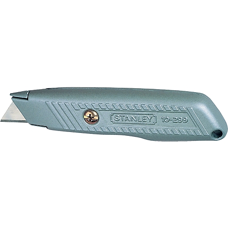 Gray Stanley utility knife. Blade extended, with "STANLEY 10-289" printed on it.