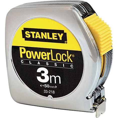 STANLEY Taschenrollbandmaß PowerLock, Länge 8 m, Breite 25 mm, EG II, Mylar Schutzschicht, automatischer Rücklauf