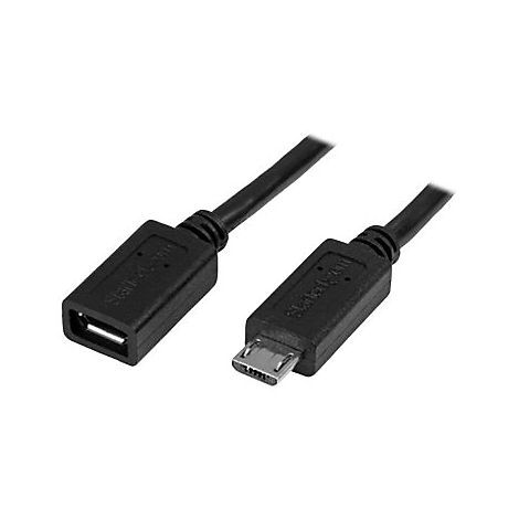 Schwarzes USB-Kabel mit USB-A- und Micro-USB-Anschluss.