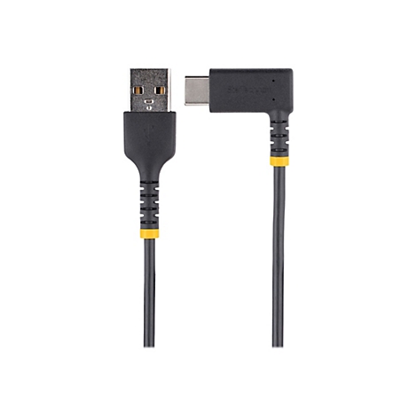 Schwarz-gelbes USB-C-Kabel. Auf dem Stecker steht 'Startech.com'.