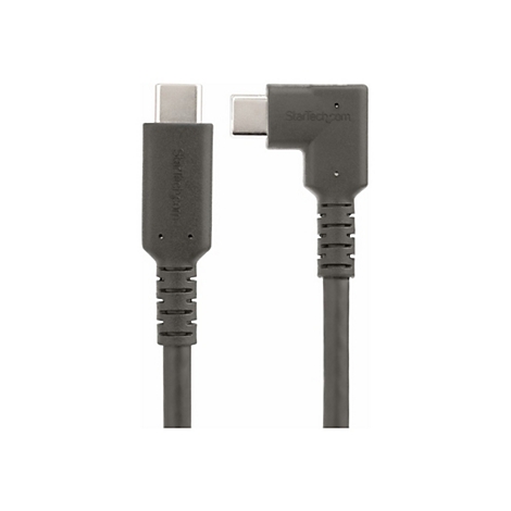 Ein graues USB-C-Kabel, das auf weißem Hintergrund abgebildet ist. Auf den Steckern steht "Startech.com".