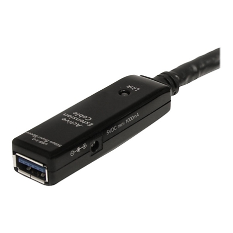Schwarzes USB 3.0 Verlängerungskabel mit Beschriftung: 'Active Extension Cable'.