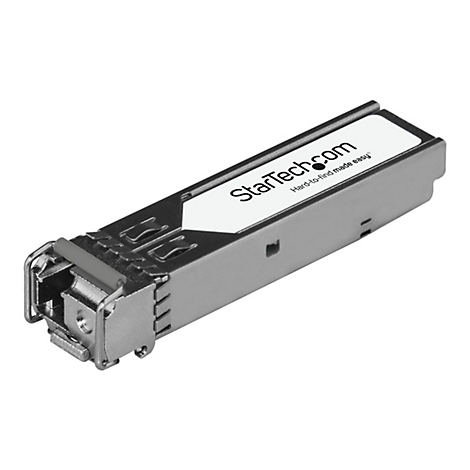 Ein silbernes Netzwerkmodul, StarTech.com Logo, weißer Hintergrund.