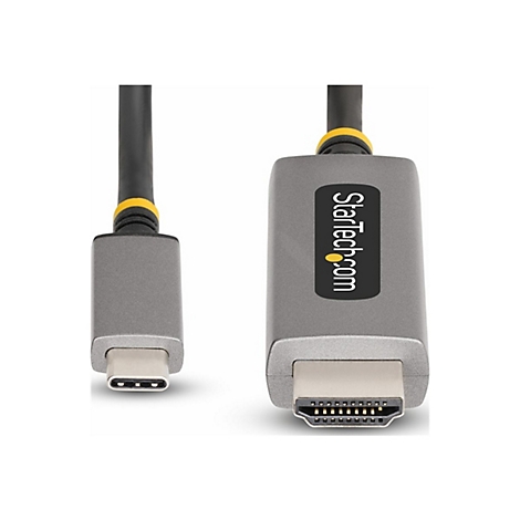 Adaptateur gris avec connecteurs USB-C et HDMI, logo StarTech.com.
