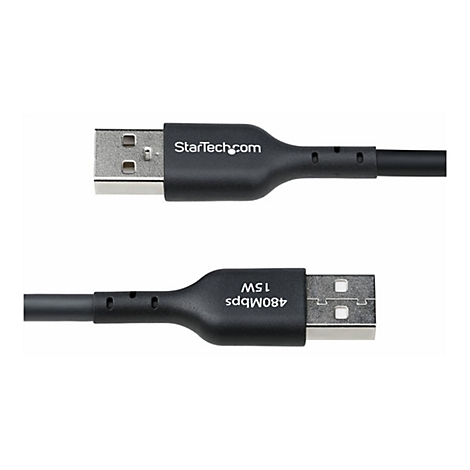 Deux câbles USB noirs avec le logo StarTech.com et des informations sur le produit.