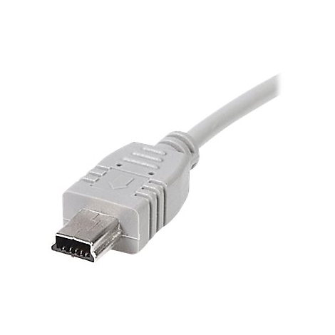 Nahaufnahme eines grauen USB-Kabels mit Metallanschluss.