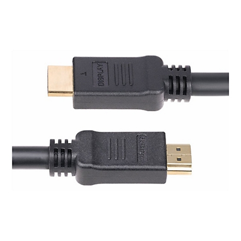 Zwei schwarze HDMI-Kabel mit goldenen Steckern und der Aufschrift "DISPLAY".