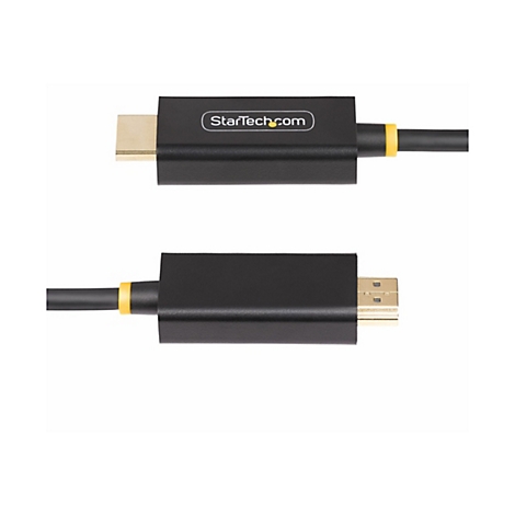 Un câble HDMI noir avec des connecteurs dorés. L'un des connecteurs porte la mention "StarTech.com".